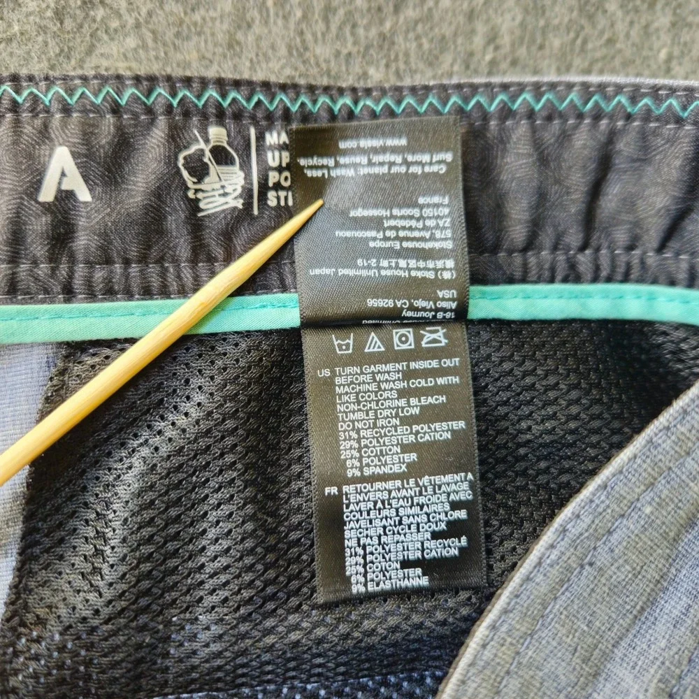 Vissla Hybrid Walkshorts Heather Stretch Upcycled Size 33-34 Skater Y2K Style